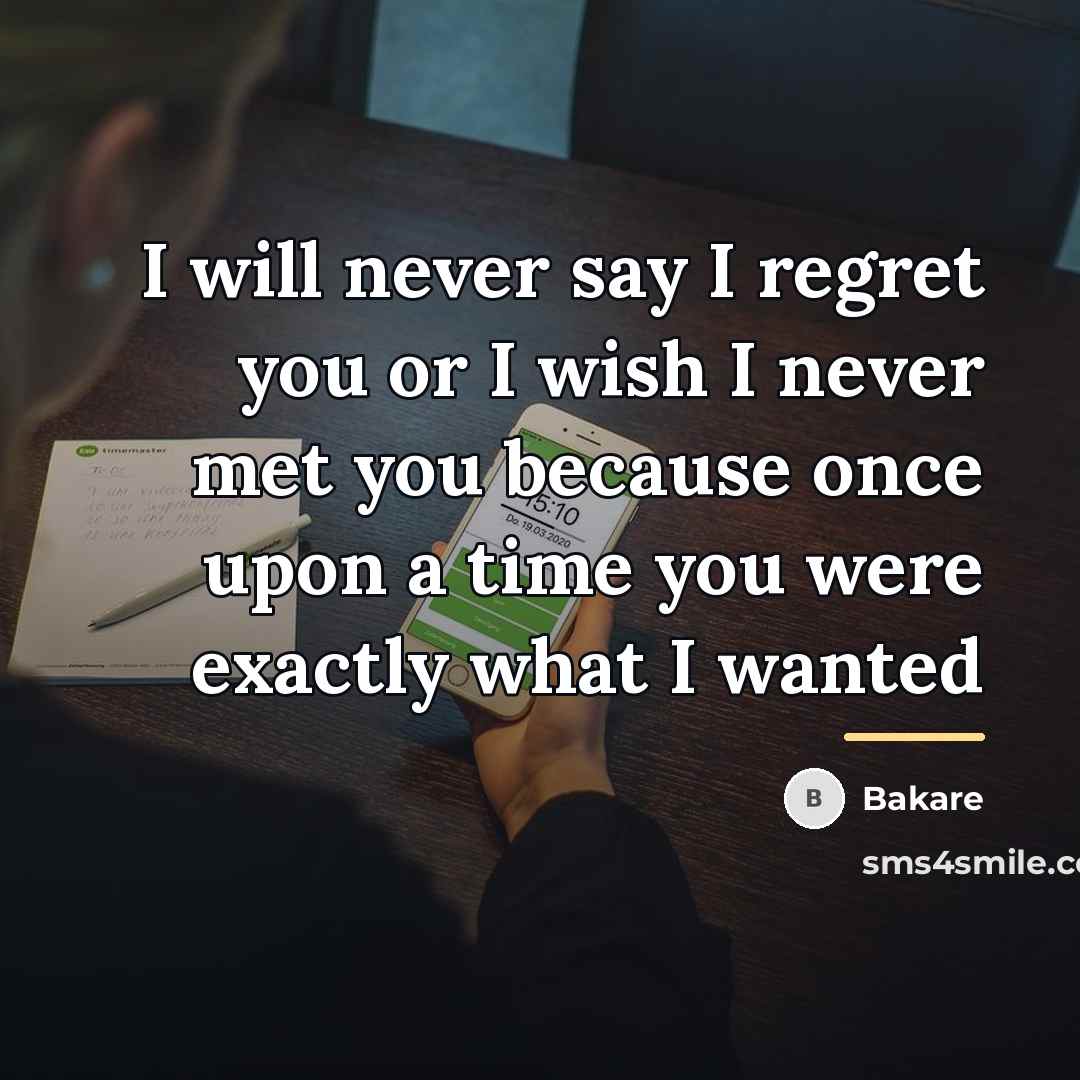 “I will never say I regret you or I wish…” quote by Bakare