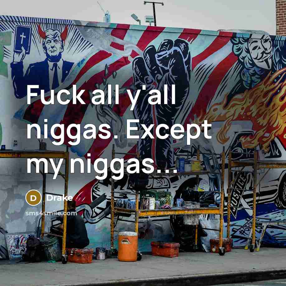“Fuck all y'all niggas. Except my niggas...” quote by Drake