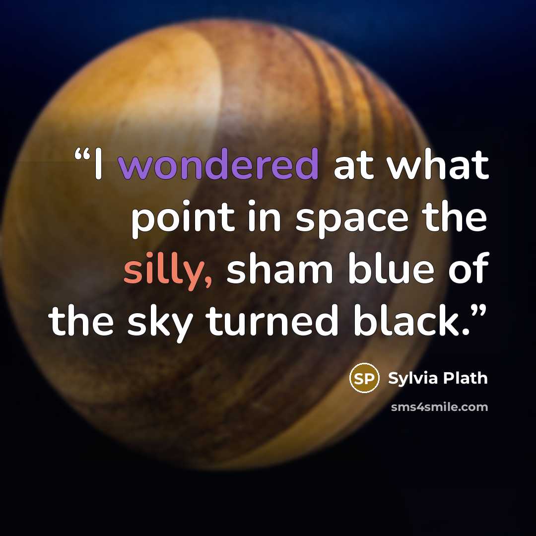 “I wondered at what point in space the silly, sham blue of the sky turned black.” quote by Sylvia Plath
