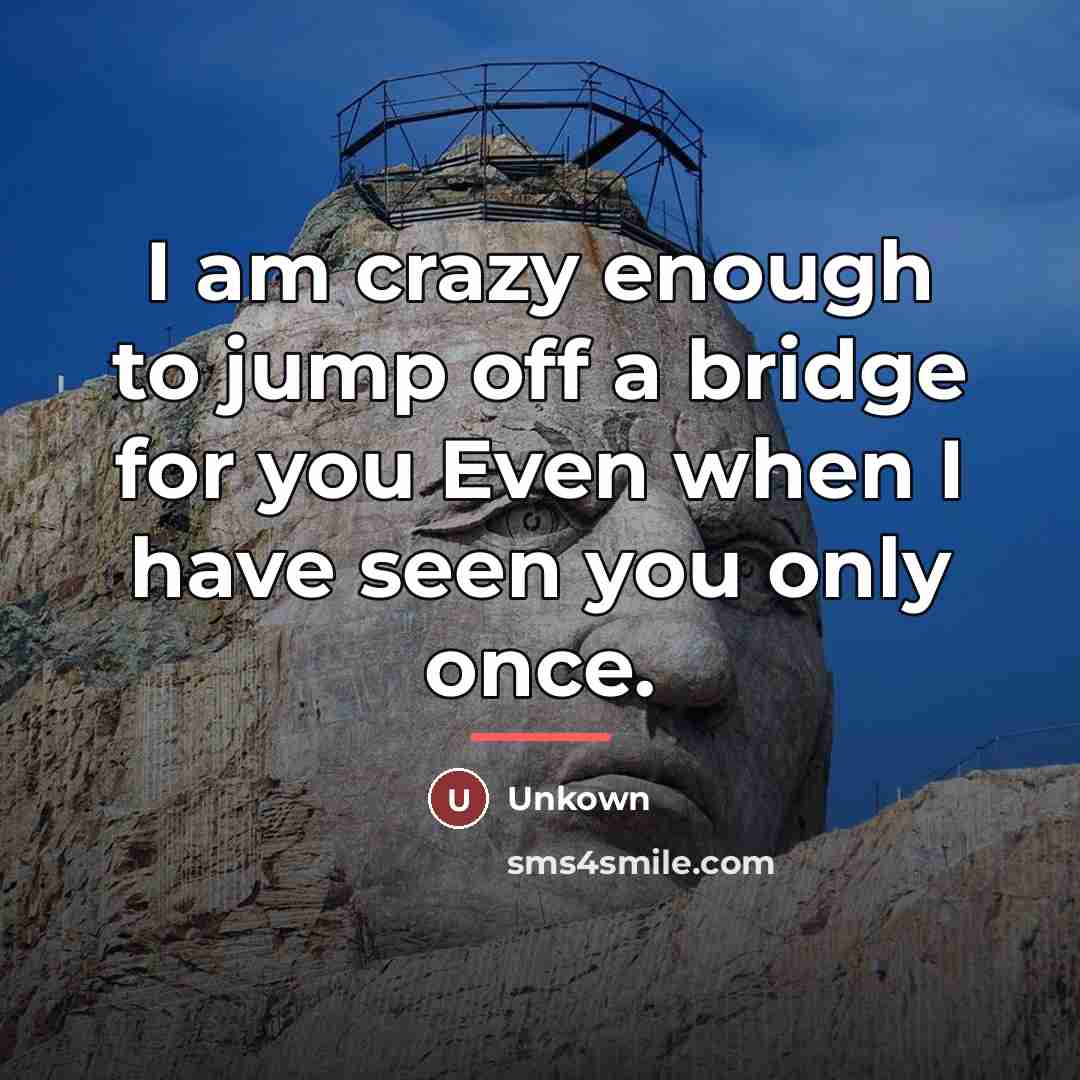 “I am crazy enough to jump off a bridge for…” quote by Unkown