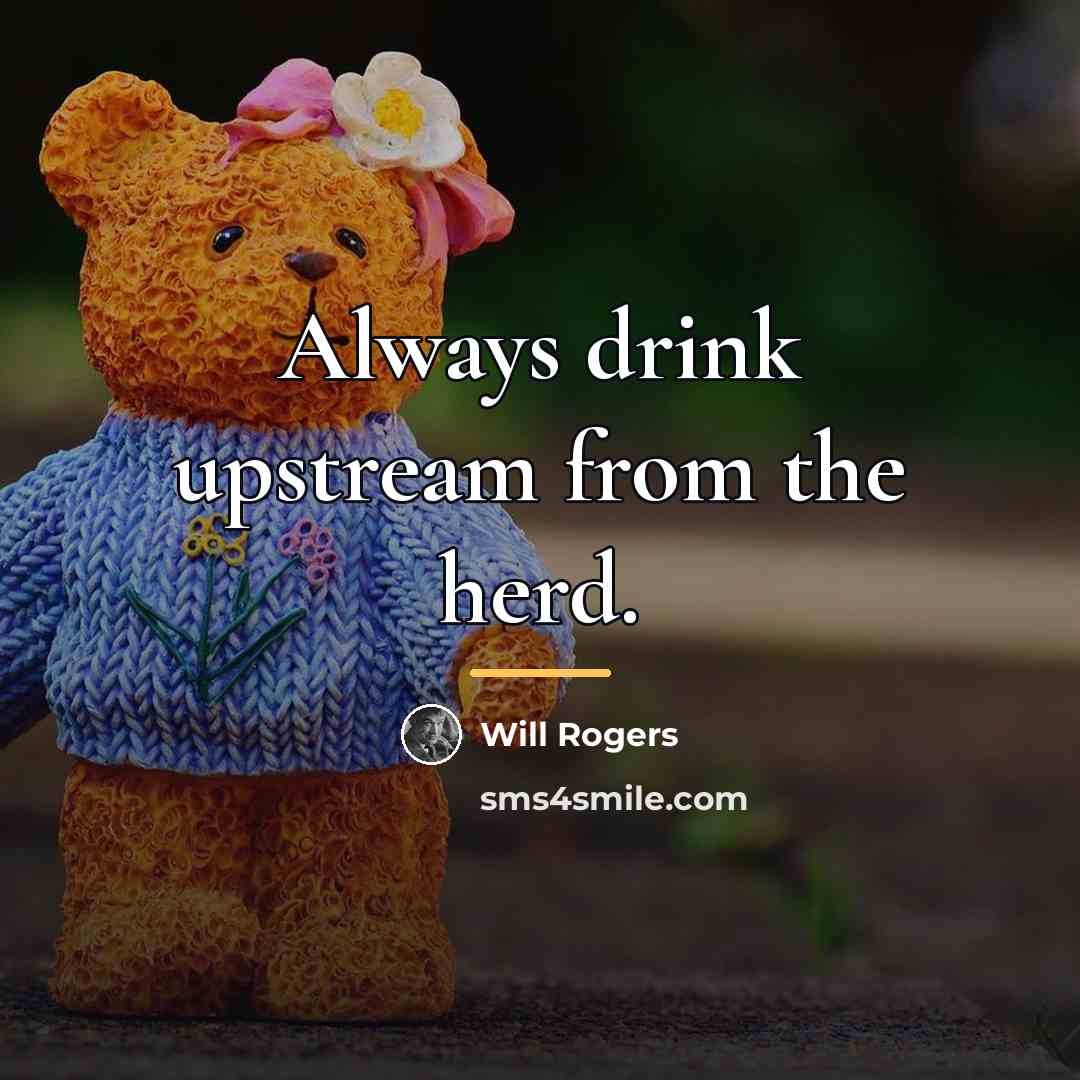 “Always drink upstream from the herd.…” quote by Will Rogers