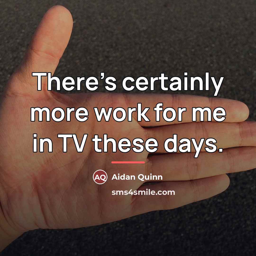 “There's certainly more work for me in TV these days.…” quote by Aidan Quinn