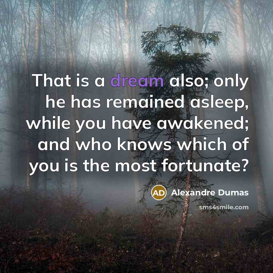 “That is a dream also; only he has remained asleep,…” quote by Alexandre Dumas