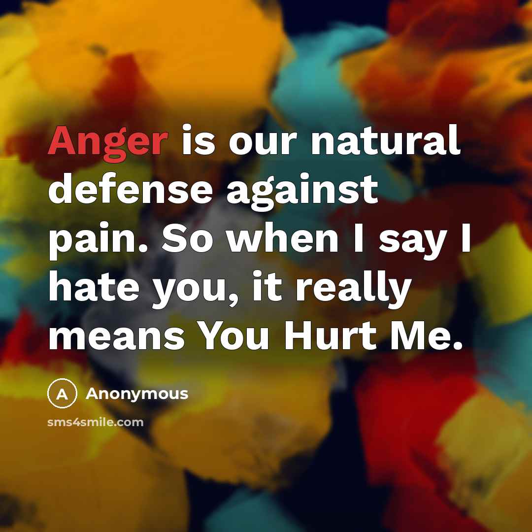 “Anger is our natural defense against pain. So when I…” quote by Anonymous