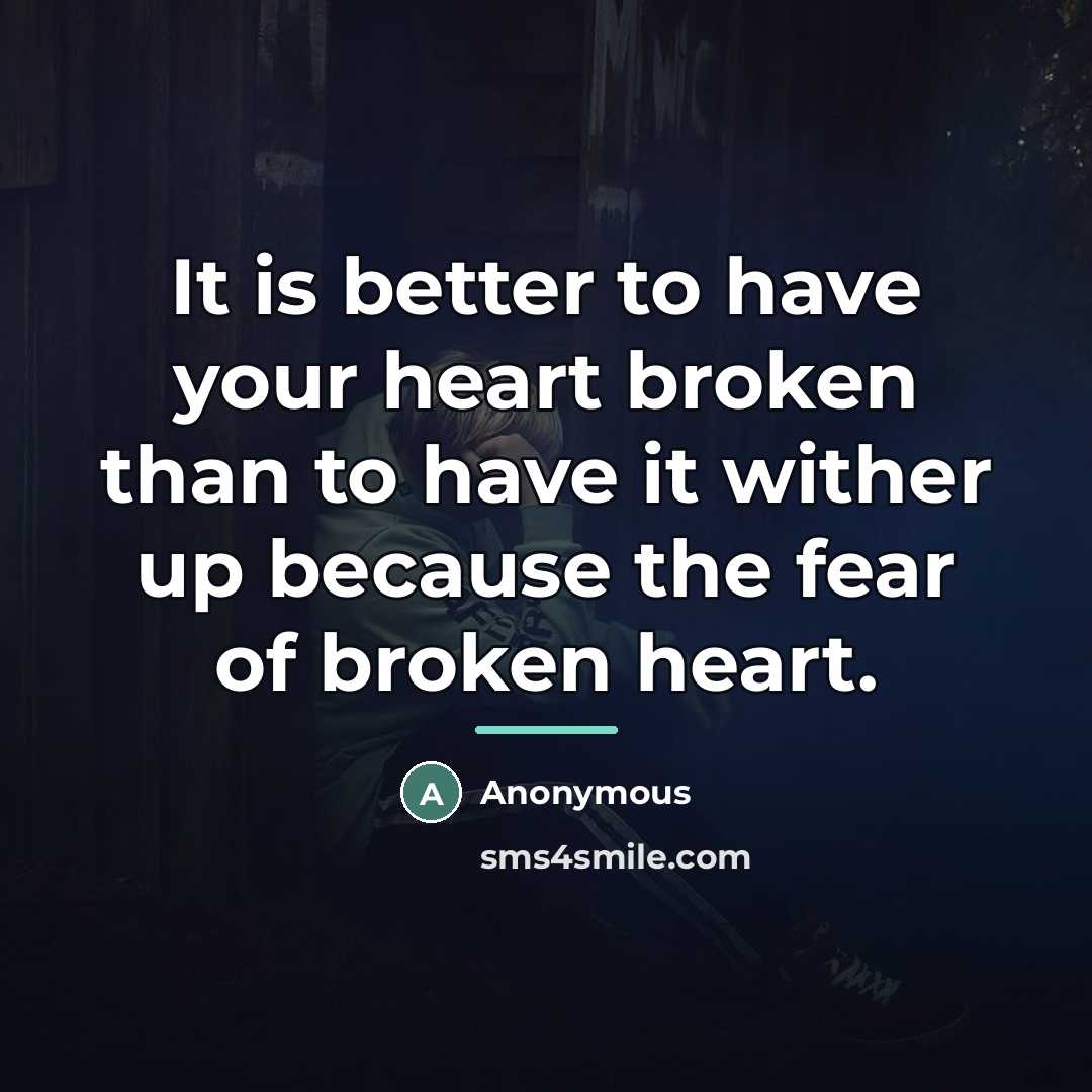 “It is better to have your heart broken than to…” quote by Anonymous