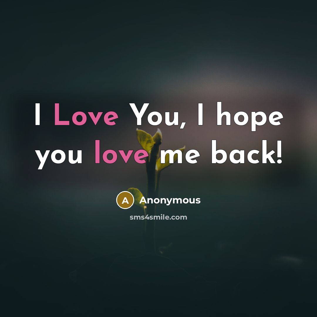 “I Love You, I hope you love me back!…” quote by Anonymous