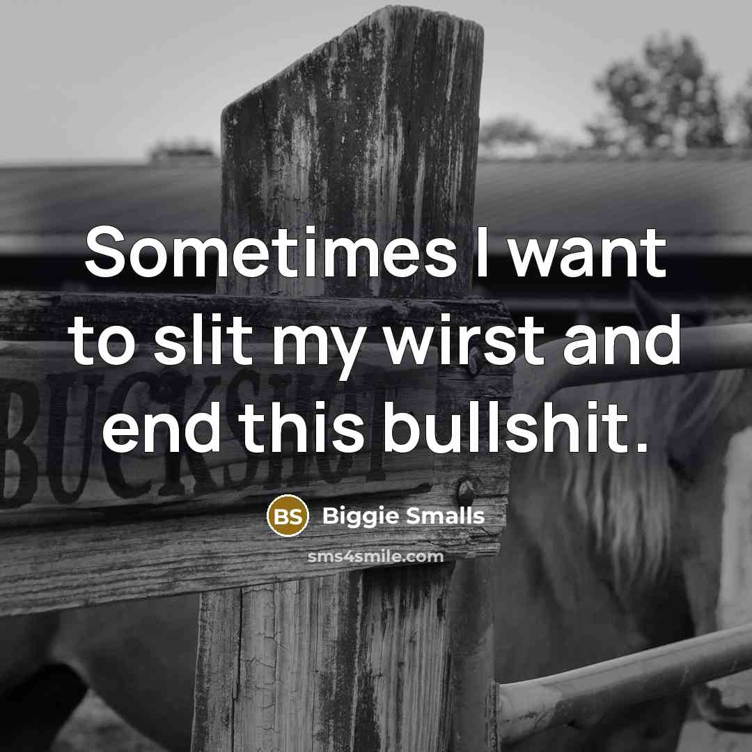 “Sometimes I want to slit my wirst and end this bullshit.” quote by Biggie Smalls