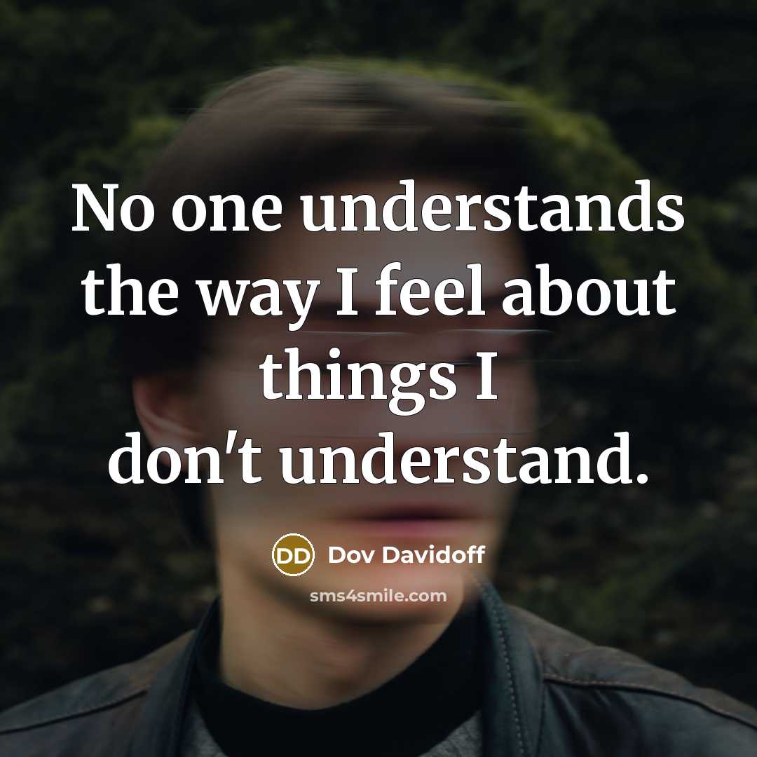 “No one understands the way I feel about things I…” quote by Dov Davidoff