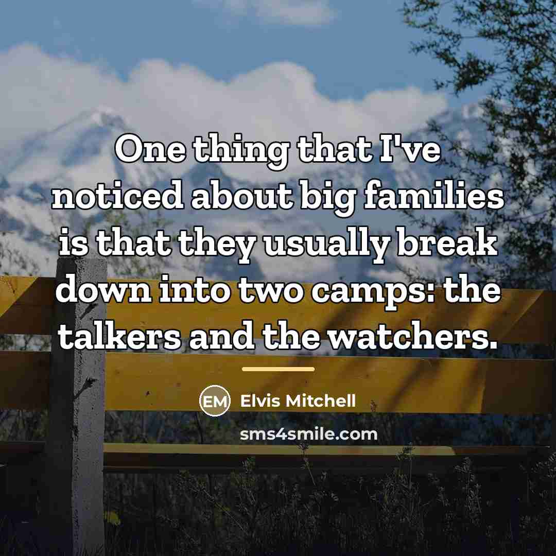 “One thing that I've noticed about big families is that…” quote by Elvis Mitchell