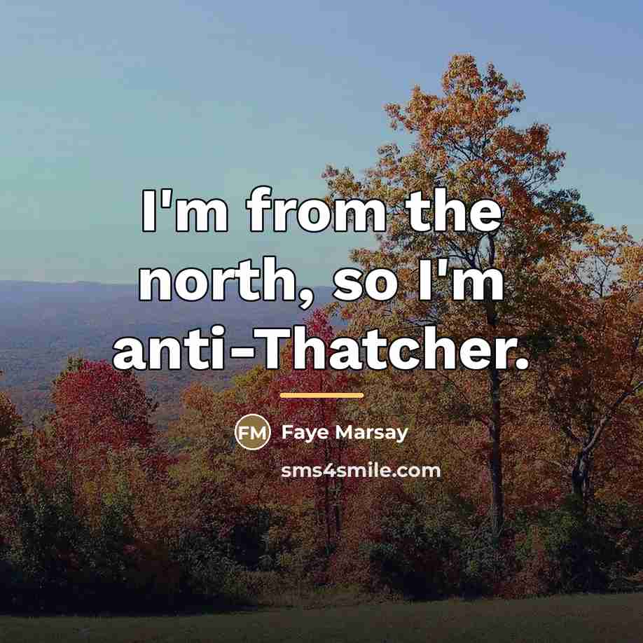 “I'm from the north, so I'm anti-Thatcher.…” quote by Faye Marsay