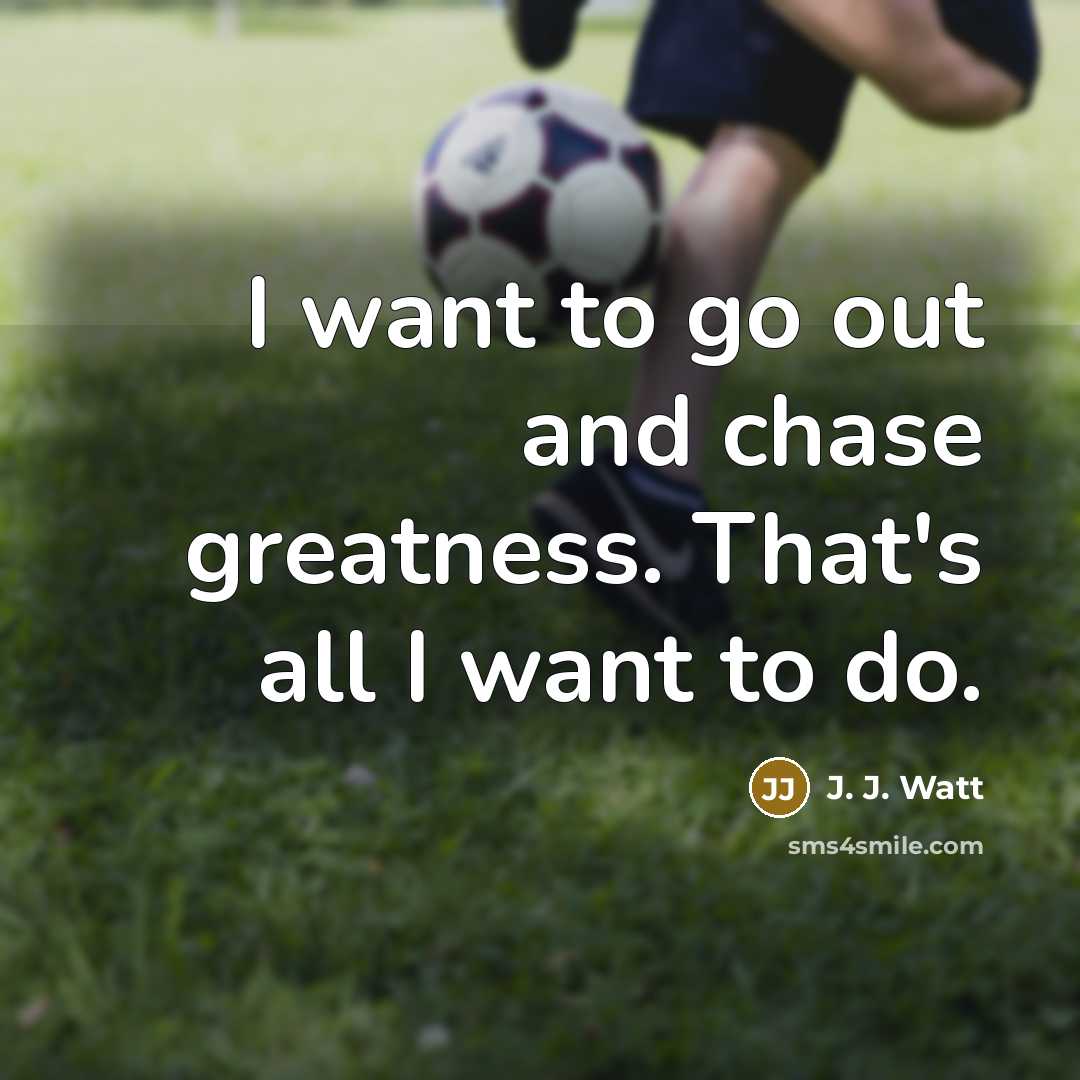 “I want to go out and chase greatness. That's all…” quote by J. J. Watt