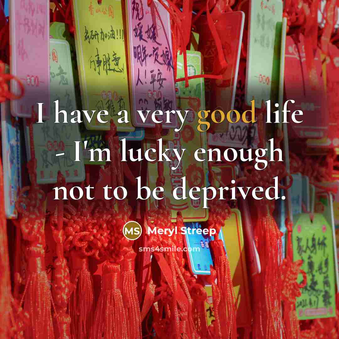 “I have a very good life - I'm lucky enough…” quote by Meryl Streep