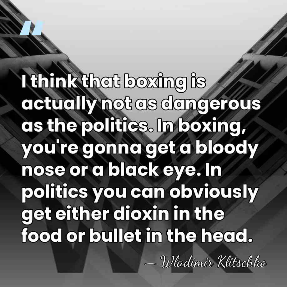 I think that boxing is actually not as dangerous as the politics.&hellip; - Wladimir Klitschko