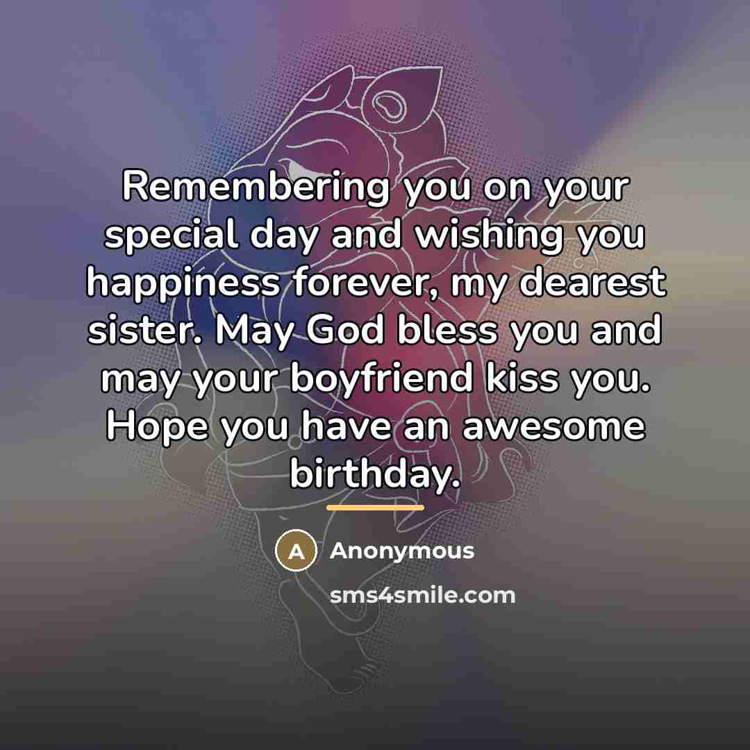 “Remembering you on your special day and wishing you happiness…” quote by Anonymous