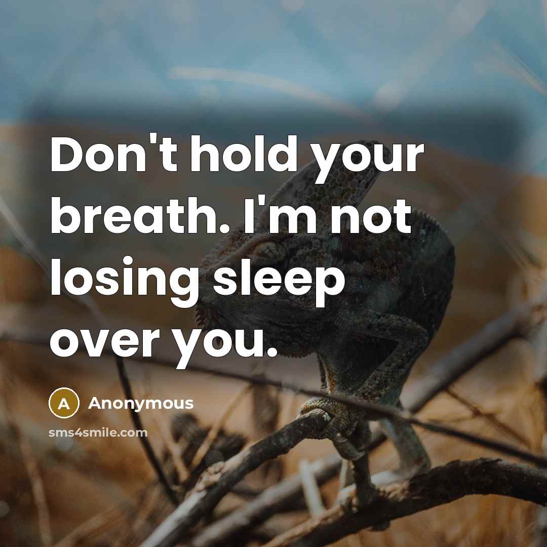 “Don't hold your breath. I'm not losing sleep over you.…” quote by Anonymous
