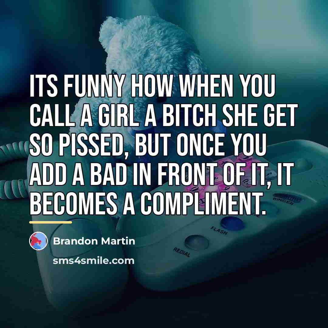 “Its funny how when you call a girl a bitch…” quote by Brandon Martin