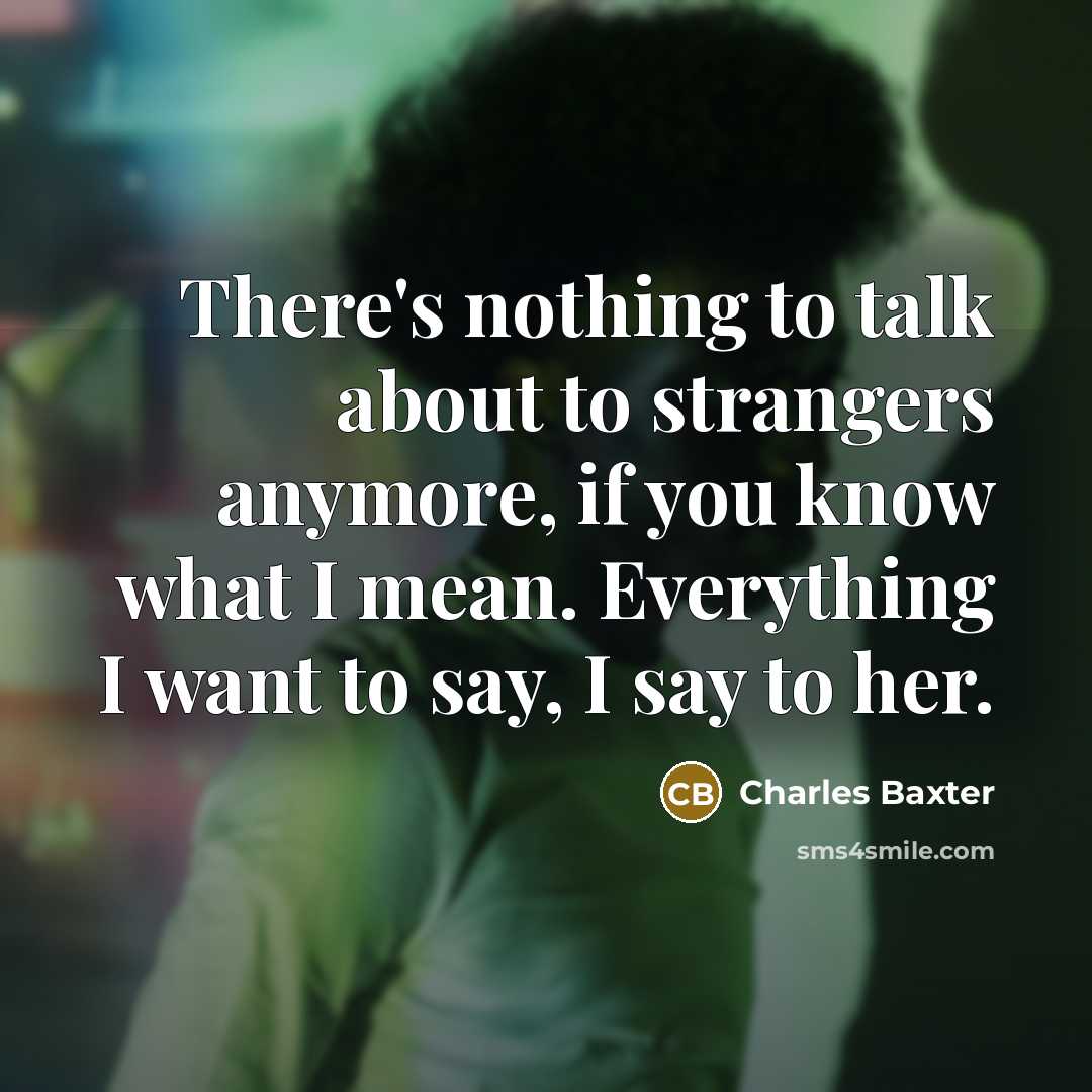 “There's nothing to talk about to strangers anymore, if you…” quote by Charles Baxter