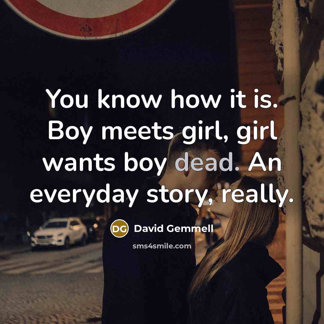 “You know how it is. Boy meets girl, girl wants…” quote by David Gemmell