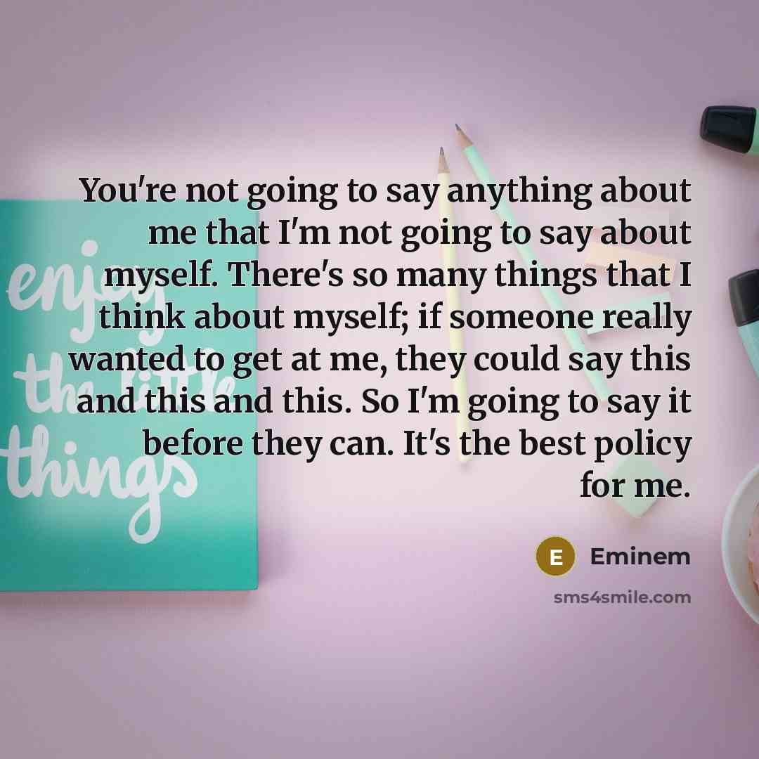 “You're not going to say anything about me that I'm…” quote by Eminem