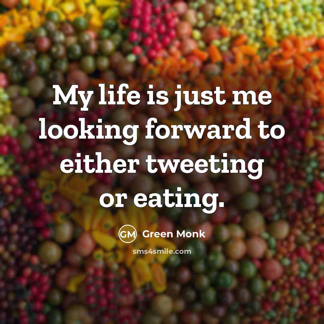“My life is just me looking forward to either tweeting…” quote by Green Monk