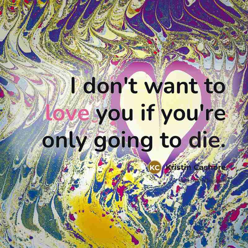 “I don't want to love you if you're only going…” quote by Kristin Cashore