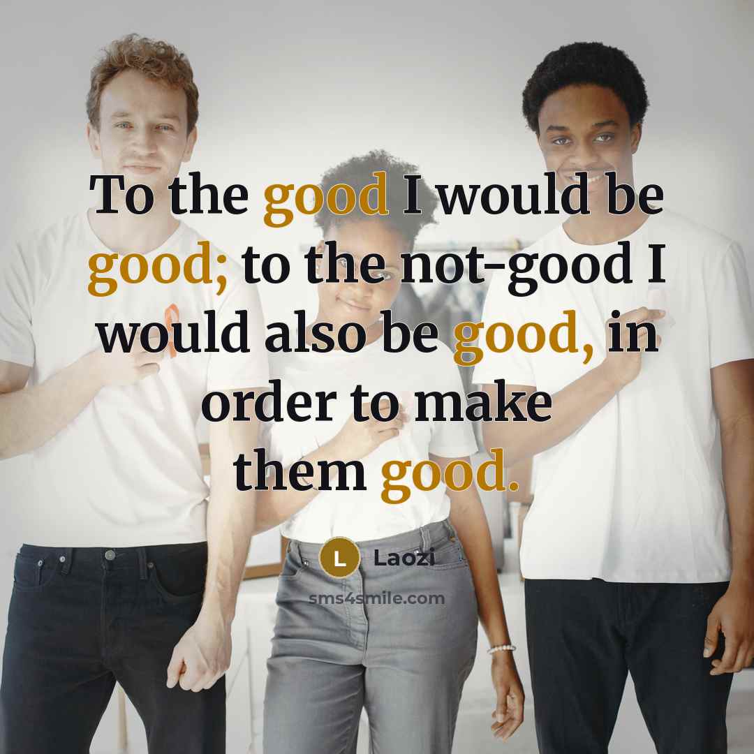 “To the good I would be good; to the not-good…” quote by Laozi
