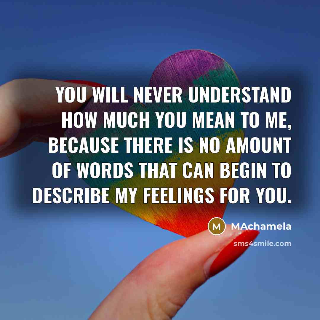 “You will never understand how much you mean to me,…” quote by Machamela