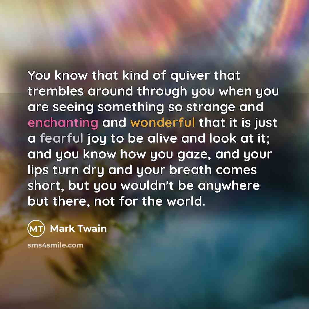 “You know that kind of quiver that trembles around through…” quote by Mark Twain