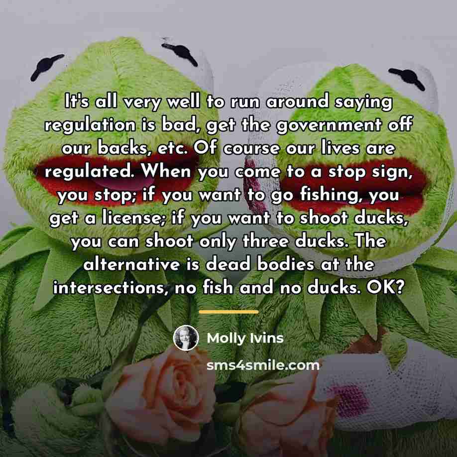 “It's all very well to run around saying regulation is…” quote by Molly Ivins