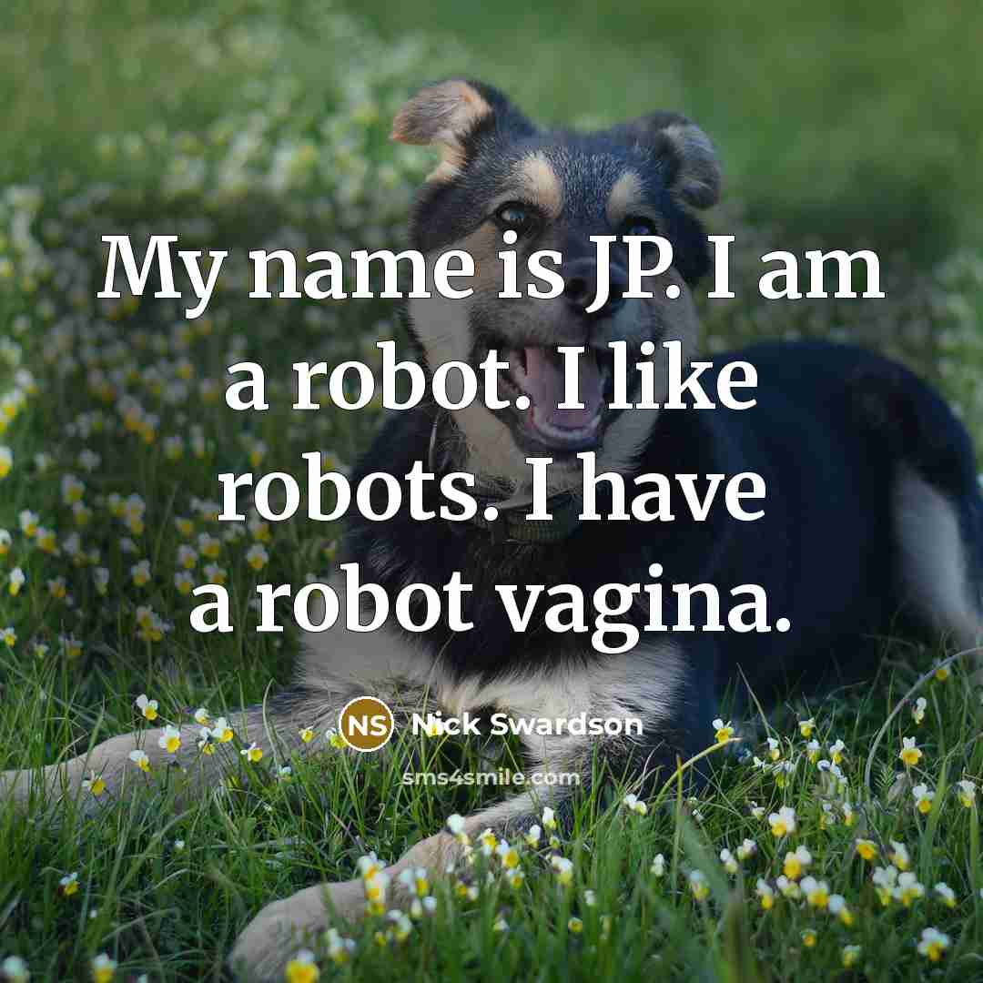 “My name is JP. I am a robot. I like…” quote by Nick Swardson