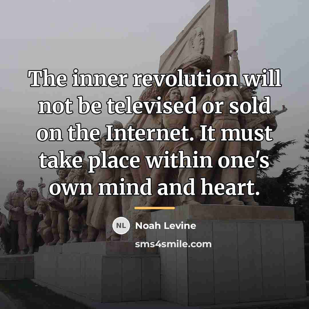 “The inner revolution will not be televised or sold on…” quote by Noah Levine