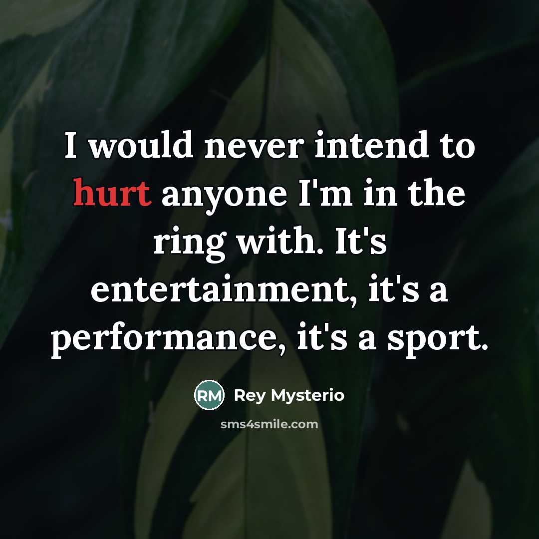 “I would never intend to hurt anyone I'm in the…” quote by Rey Mysterio
