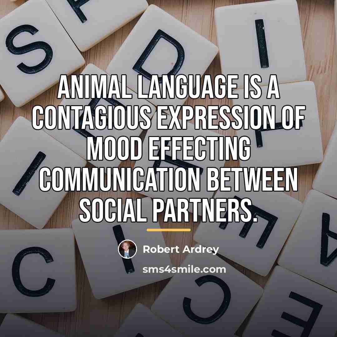 “Animal language is a contagious expression of mood effecting communication…” quote by Robert Ardrey
