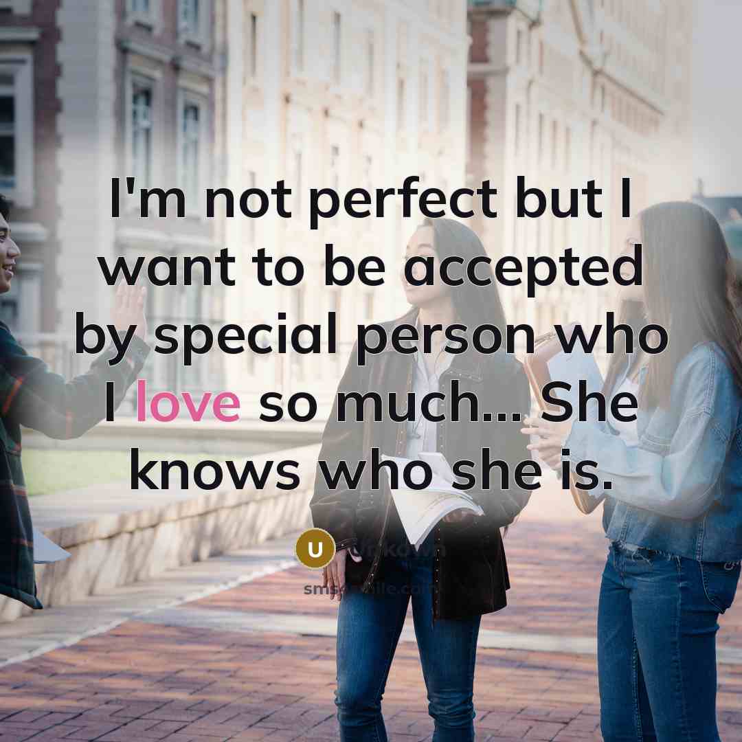 “I'm not perfect but I want to be accepted by special person who I love so much… She knows who she is.” quote by Unkown