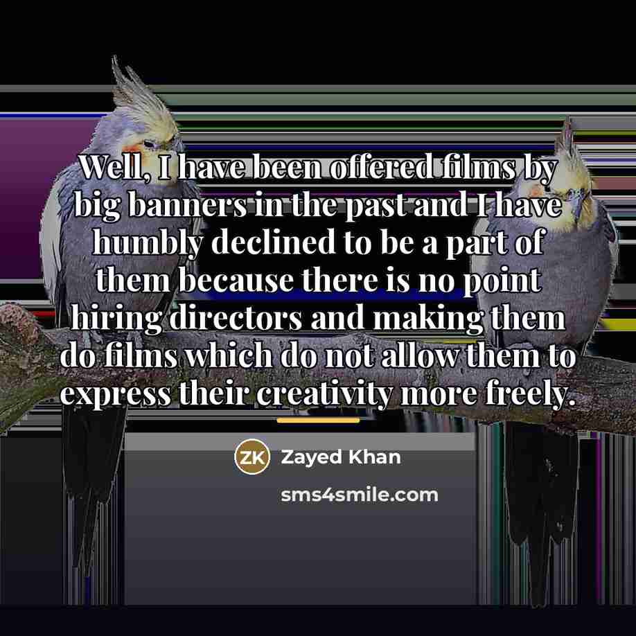 “Well, I have been offered films by big banners in…” quote by Zayed Khan