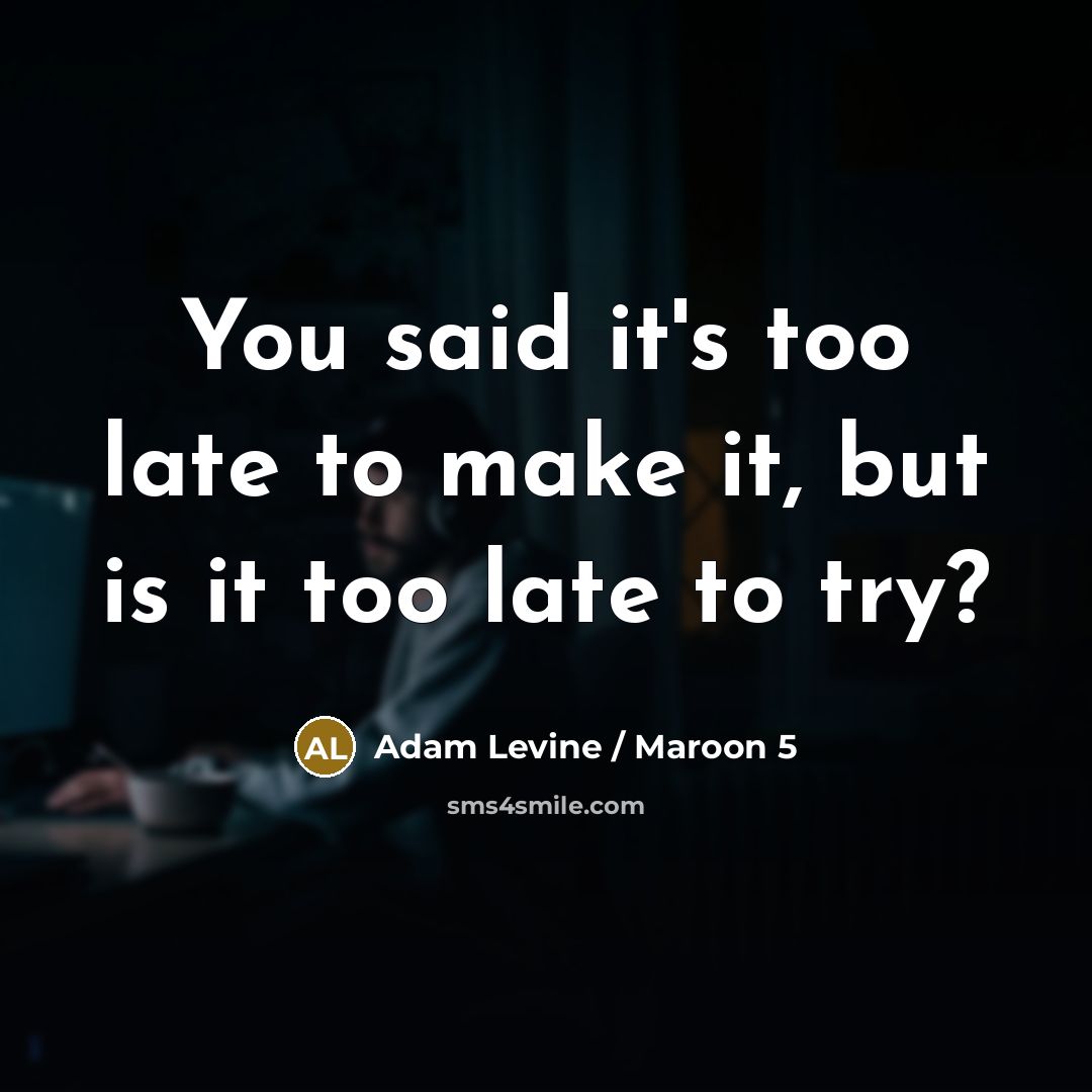 “You said it's too late to make it, but is it too late to try?” quote by Adam Levine / Maroon 5