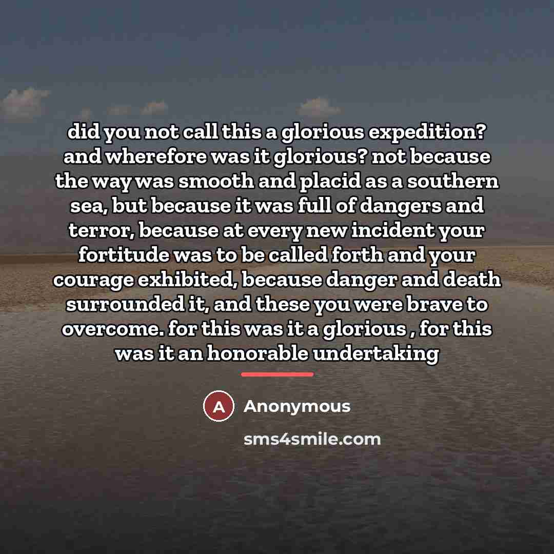 “did you not call this a glorious expedition? and wherefore…” quote by Anonymous