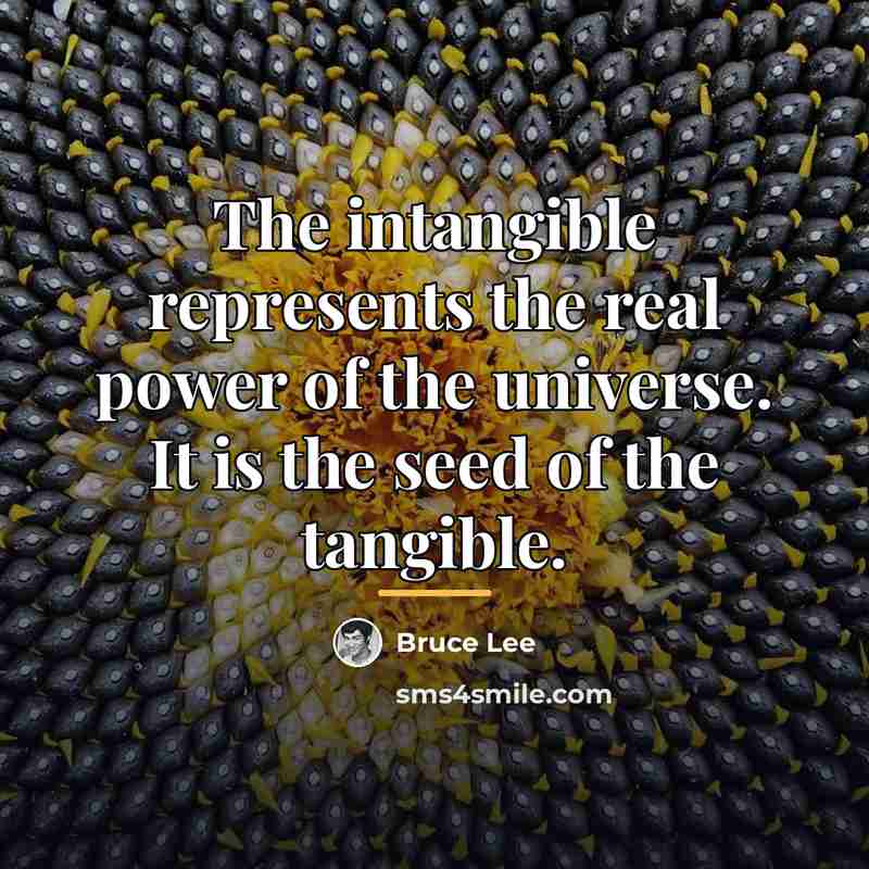 “The intangible represents the real power of the universe. It…” quote by Bruce Lee