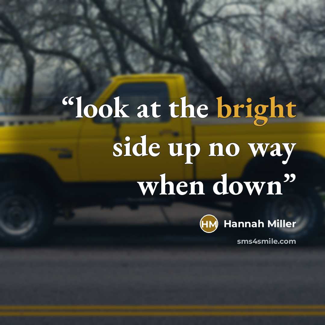 “look at the bright side up no way when down” quote by Hannah Miller