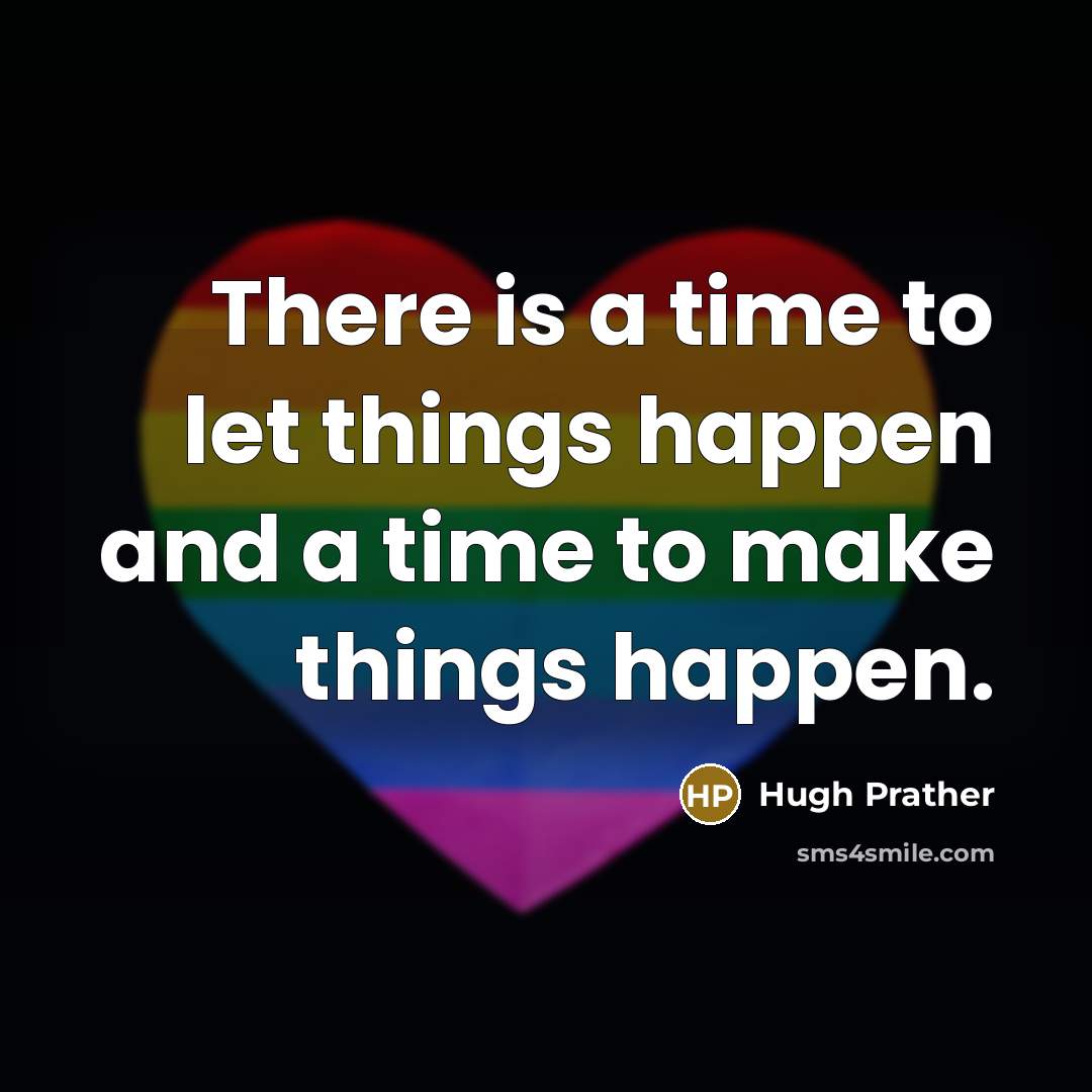 “There is a time to let things happen and a…” quote by Hugh Prather