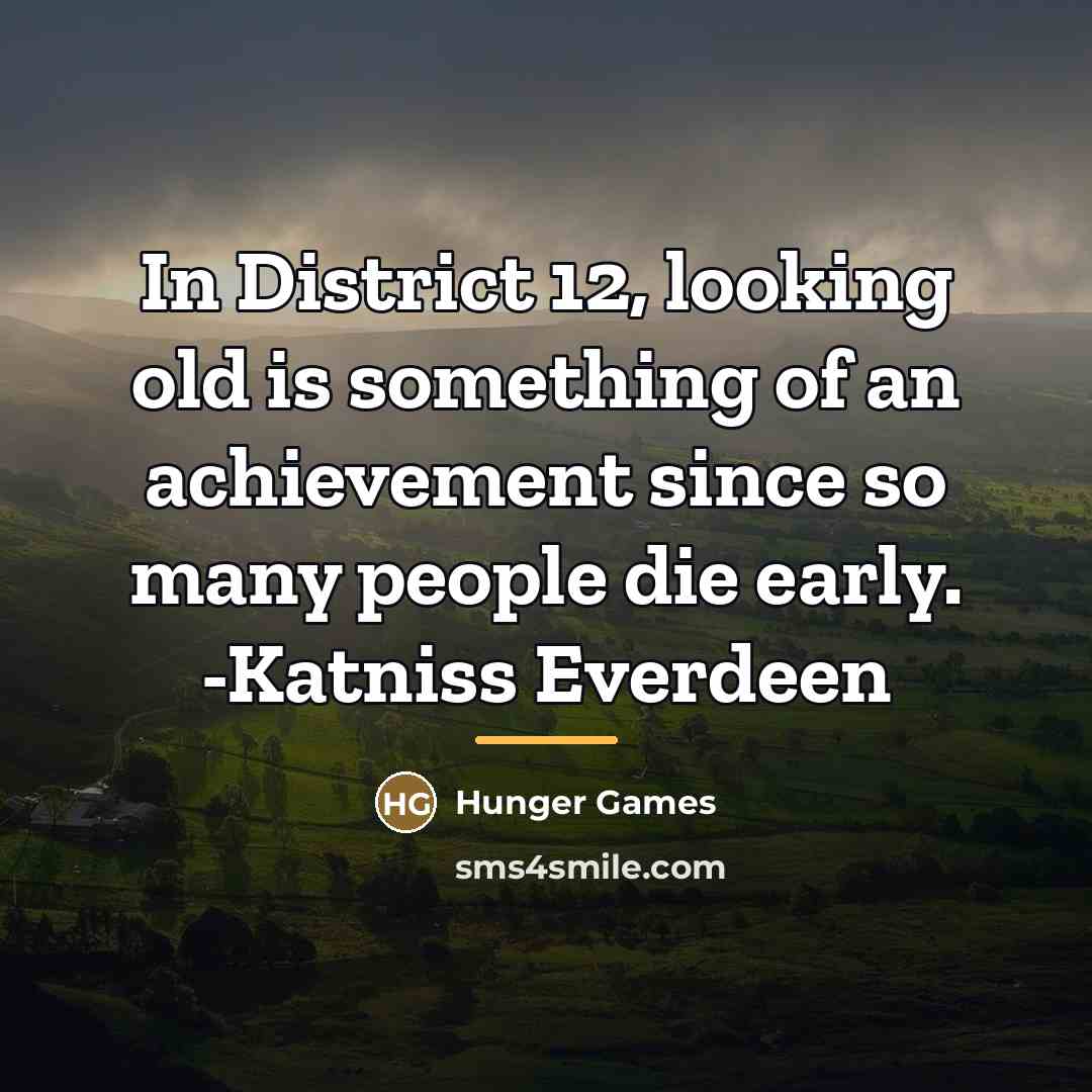 “In District 12, looking old is something of an achievement…” quote by Hunger Games