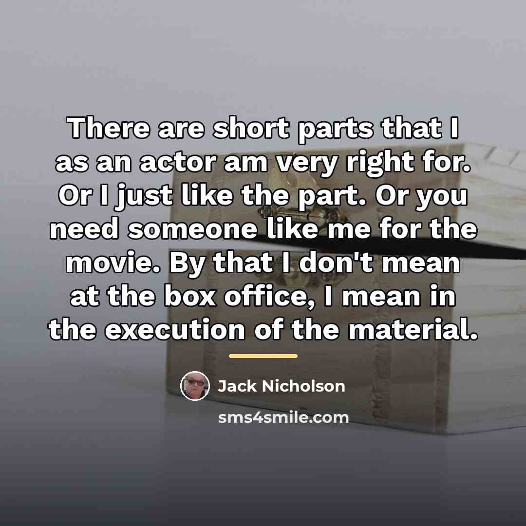 “There are short parts that I as an actor am…” quote by Jack Nicholson