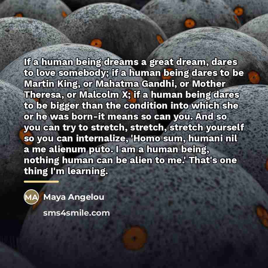 “If a human being dreams a great dream, dares to…” quote by Maya Angelou