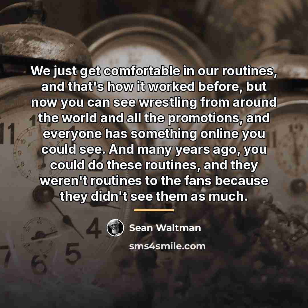 “We just get comfortable in our routines, and that's how…” quote by Sean Waltman