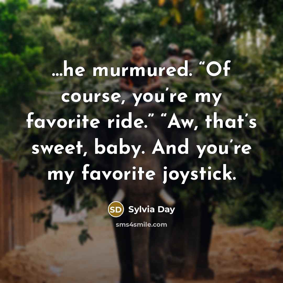 “he murmured. “Of course, you’re my favorite ride.” “Aw, that’s…” quote by Sylvia Day
