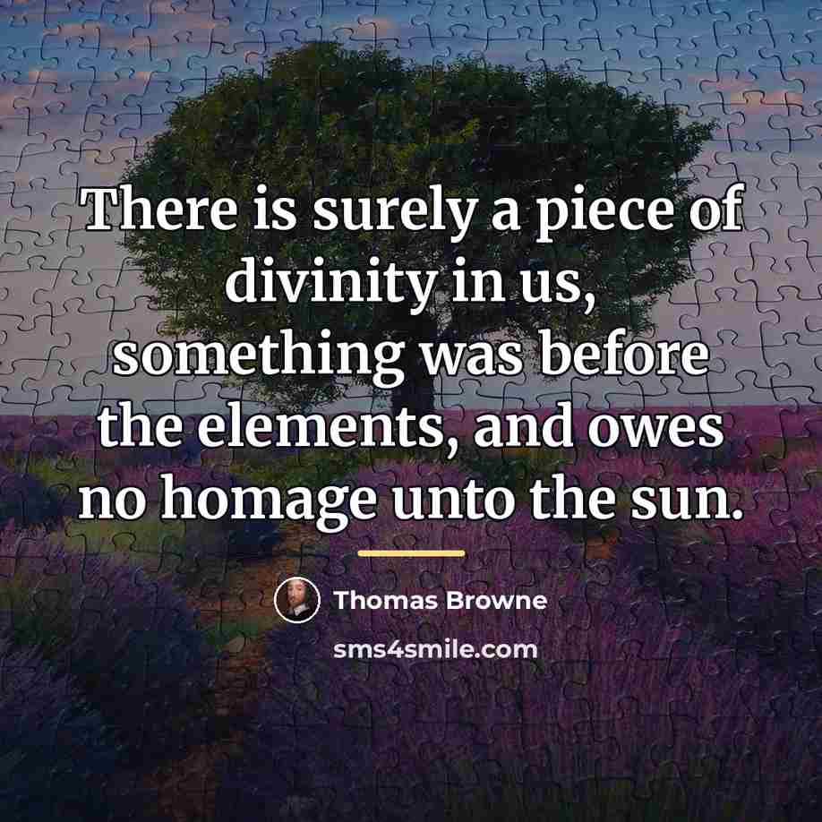 “There is surely a piece of divinity in us, something…” quote by Thomas Browne