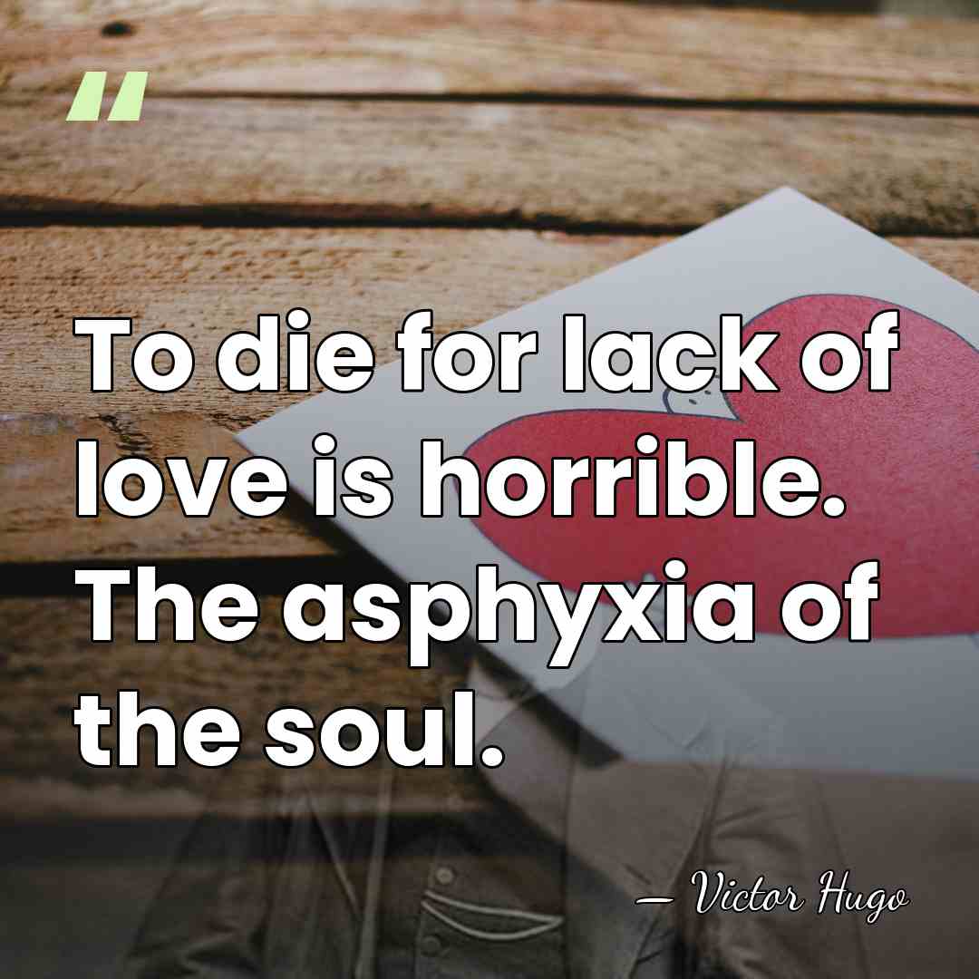 To die for lack of love is horrible. The asphyxia of the&hellip; - Victor Hugo