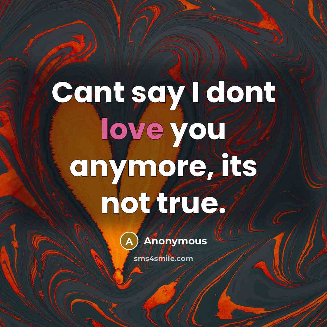 “Cant say I dont love you anymore, its not true.” quote by Anonymous