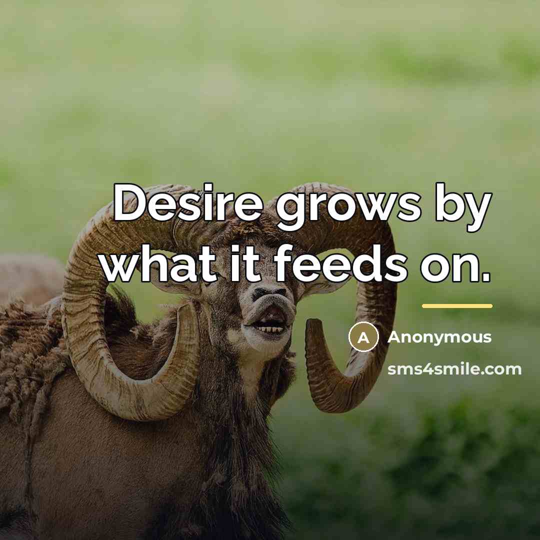 “Desire grows by what it feeds on.…” quote by Anonymous