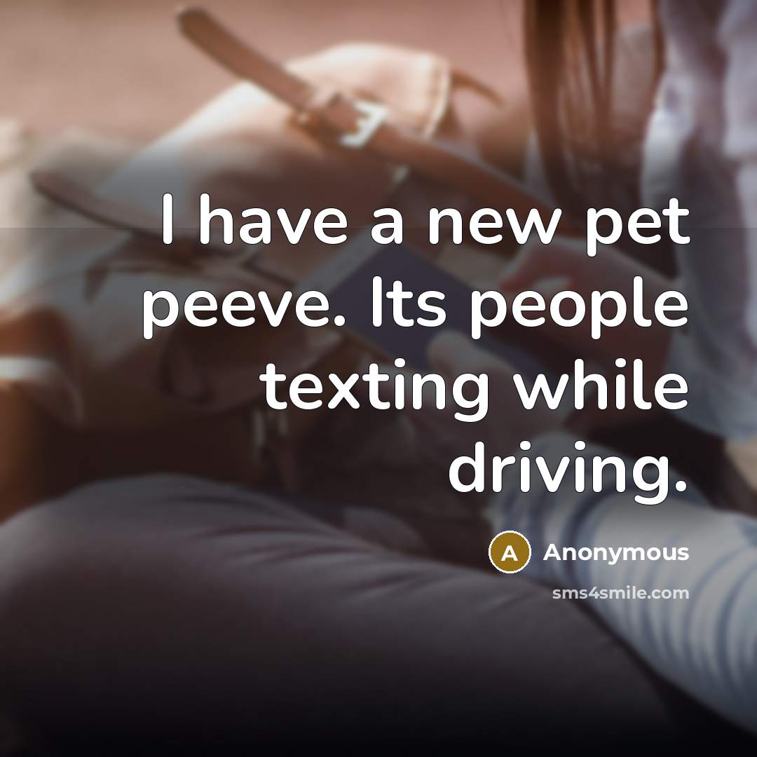 “I have a new pet peeve. Its people texting while driving.” quote by Anonymous